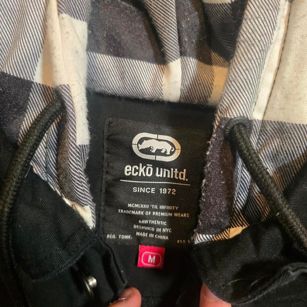 Ecko Unltd black denim jacket with hood Size M - Picture 5 of 5